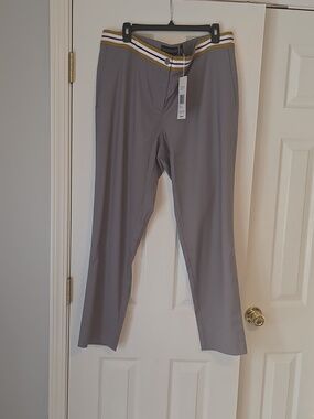 New Wildfang Gray Chinos with Mustard-Trim Waistband